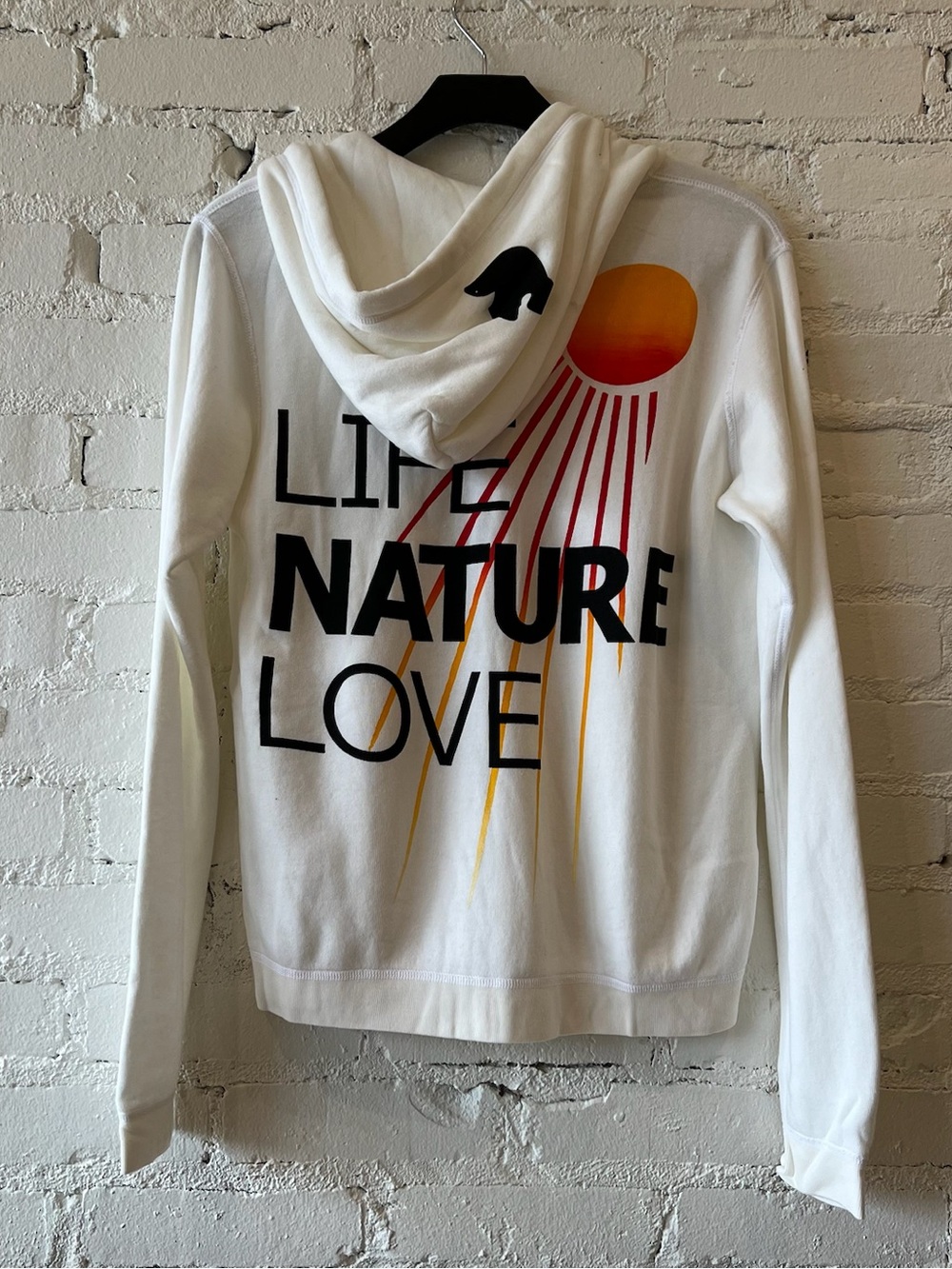 FREECITY White Life Nature Love Sun Graphic Hoodie Size S